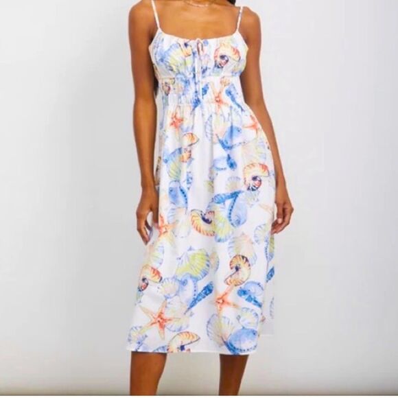 Rails Octavia Dress In Seashells, Sleeveless Coastal Keyhole Bodice Sz S NWT - Picture 2 of 11